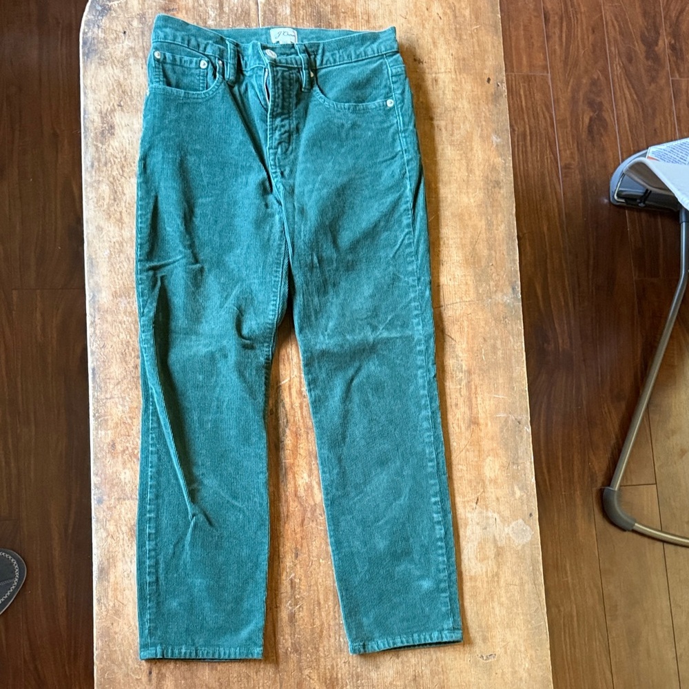 J crew green straight leg corduroy pants